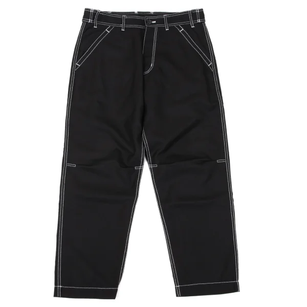 COMME des GARCONS SHIRT Poly Wool White Stitch Wide Tapered Pants Black XS K-170268_001