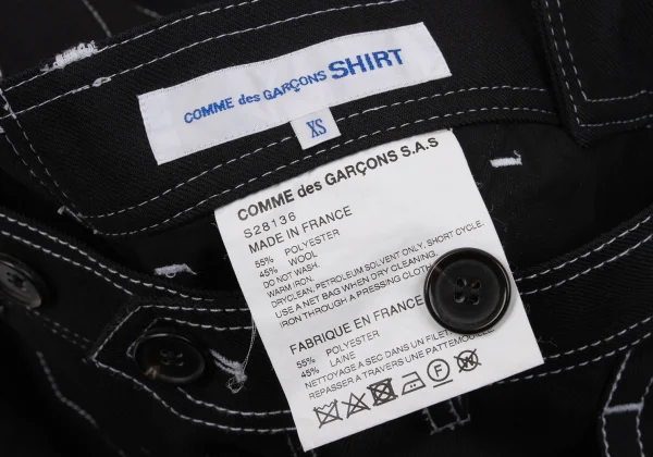 COMME des GARCONS SHIRT Poly Wool White Stitch Wide Tapered Pants K-170268_014