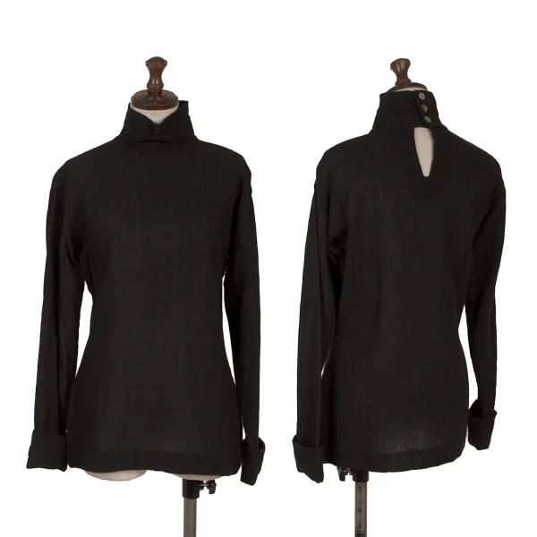 ROMEO GIGLI Wool Striped Turtleneck Top Black 9T K-170275_001