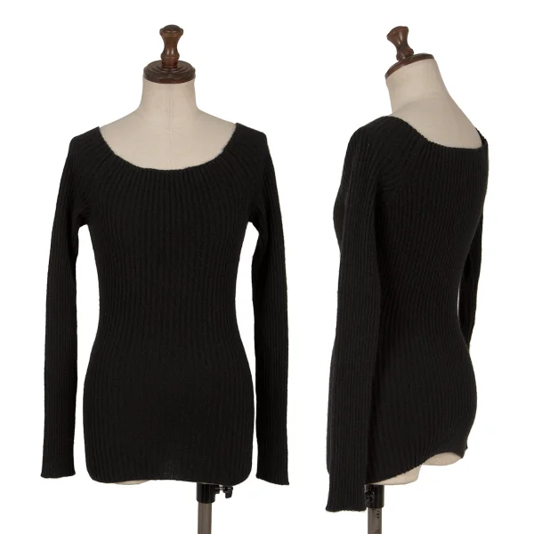 ROMEO GIGLI Wool Nylon Rib Knit Sweater Black 9T K-170277_001