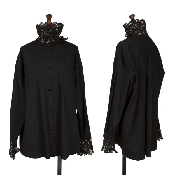 ROMEO GIGLI Glitter Lace Switching Shirt Black 9T K-170281_001