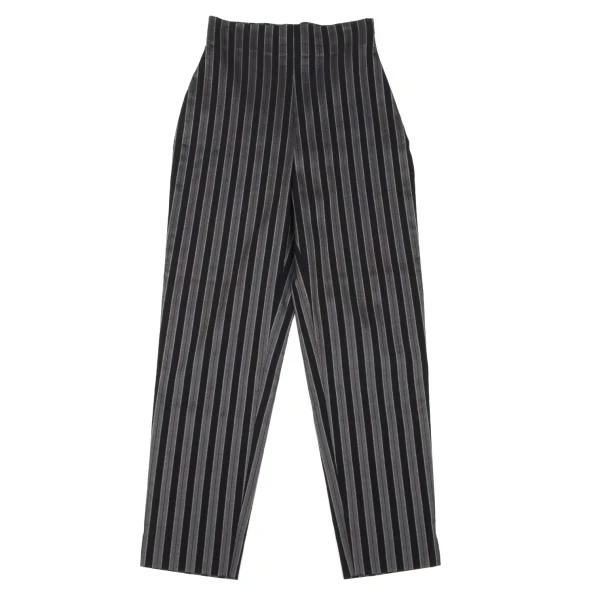 ROMEO GIGLI Cotton Blend Stretch Stripe High-waist Pants Black,Grey 63-90 K-170287_001