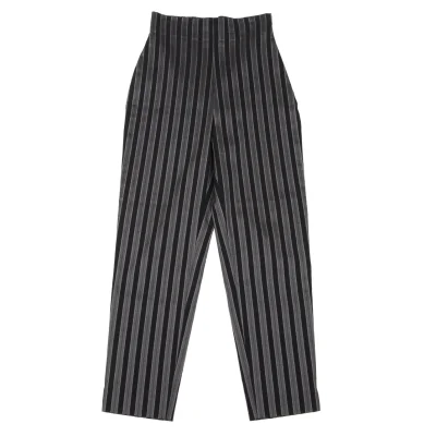 ROMEO GIGLI Cotton Blend Stretch Stripe High-waist Pants