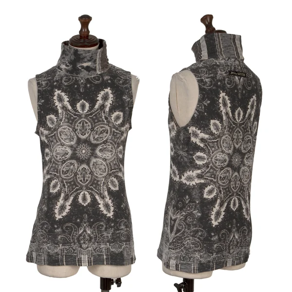 JPG by GAULTIER Patterned Turtleneck Sleeveless Top Charcoal,White 40 K-170294_001