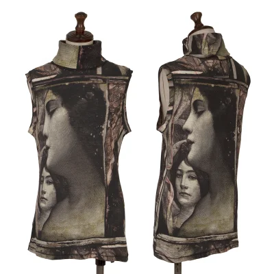 Jean Paul GAULTIER FEMME Face Print Turtleneck Sleeveless Top