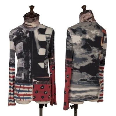 Jean Paul GAULTIER FEMME Multi Print Turtleneck Stretch T Shirt