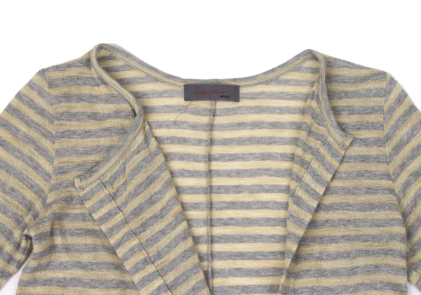 Yohji Yamamoto NOIR Wool Cotton Striped Buttonless Cardigan K-170298_003