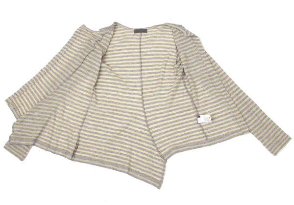 Yohji Yamamoto NOIR Wool Cotton Striped Buttonless Cardigan K-170298_007