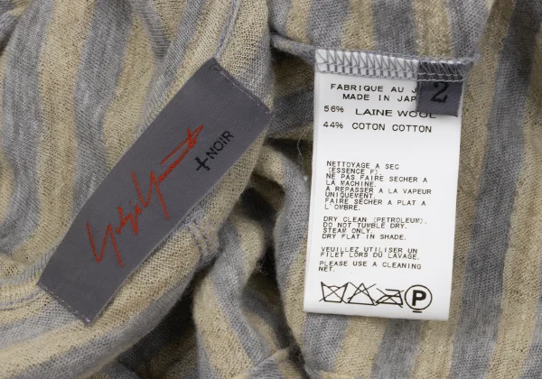 Yohji Yamamoto NOIR Wool Cotton Striped Buttonless Cardigan K-170298_011