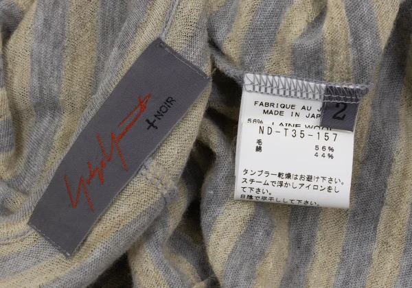 Yohji Yamamoto NOIR Wool Cotton Striped Buttonless Cardigan K-170298_012