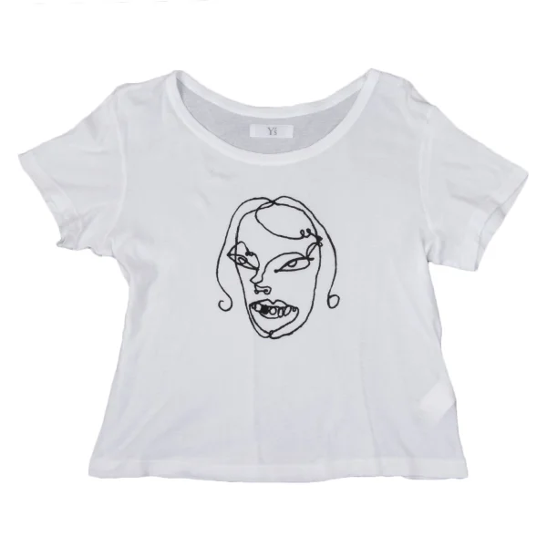 Y's Drawing Face Print T Shirt White 2 K-170299_001