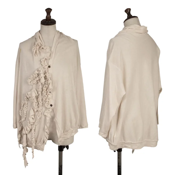 Y's Cotton Blend Frill Cardigan Beige 2 K-170307_001