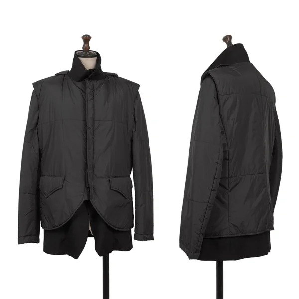Y's Padding Sleeves Layered Wool Jacket Black 2 K-170309_001
