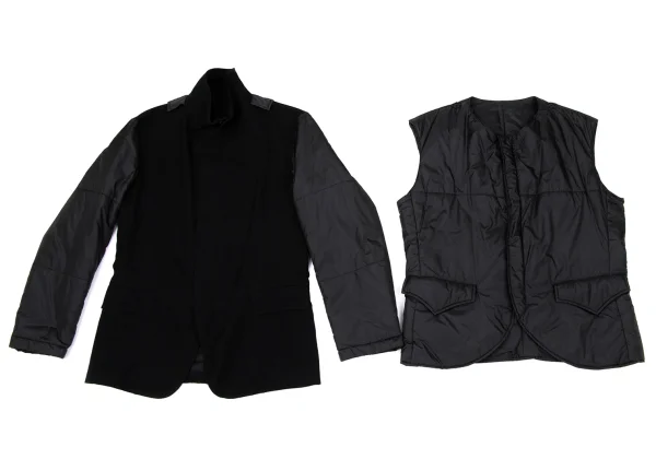 Y's Padding Sleeves Layered Wool Jacket K-170309_013