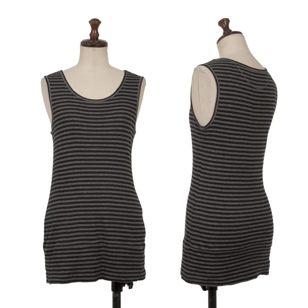 Y's for living Cotton Stripe Tank Top Black,Grey S-M K-170310_001