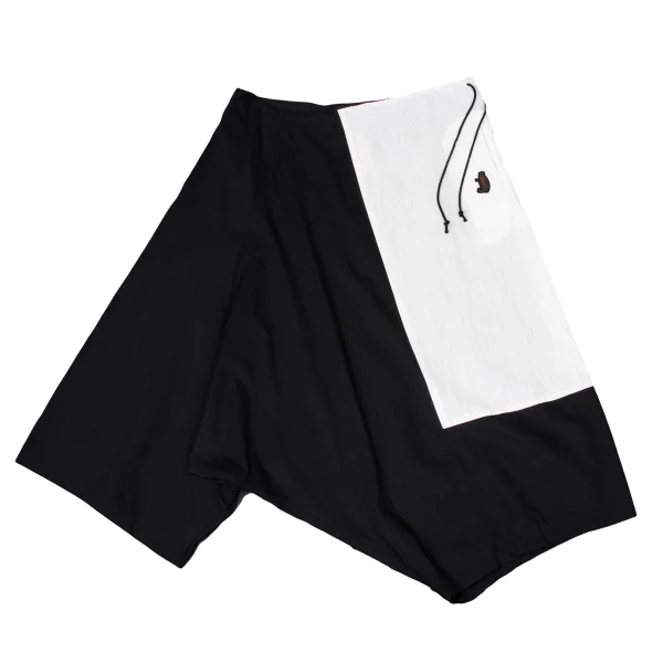 Y's Gipsy Stripe Switching Asymmetry Dropped Crotch Pants Black 2 K-170312_001