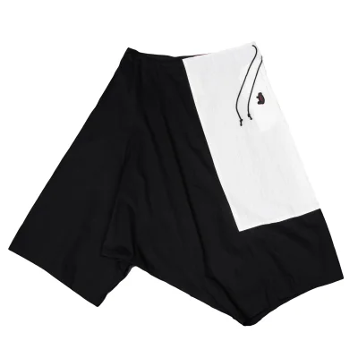 Y's Gipsy Stripe Switching Asymmetry Dropped Crotch Pants