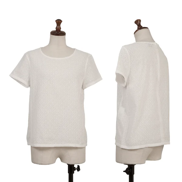 Theory Cotton Lace Short Sleeve Top White S K-170326_001
