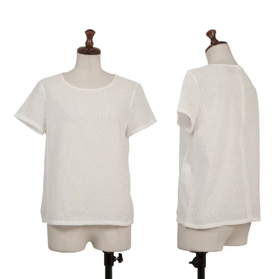 Theory Cotton Lace Short Sleeve Top