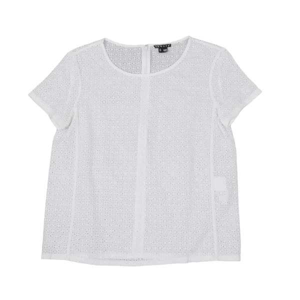 Theory Cotton Lace Short Sleeve Top K-170326_002