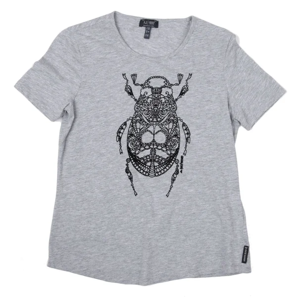 ARMANI JEANS Insect Flock Print T Shirt Grey 40 K-170328_001