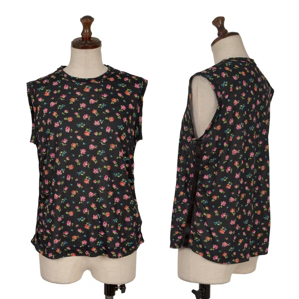 tricot COMME des GARCONS Floral Side Tape Sleeveless Top Navy,Multi-Color S-M K-170333_001
