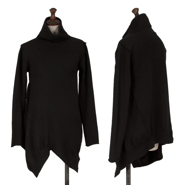 Yohji Yamamoto NOIR Wool Asymmetrical Turtleneck Knit Sweater Black 2 K-170337_001