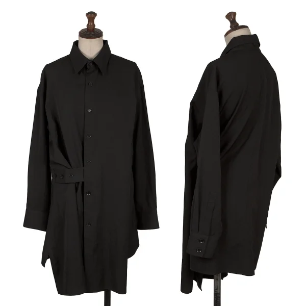 Yohji Yamamoto NOIR Wool Gabardine Button Design Shirt Black 1 K-170338_001