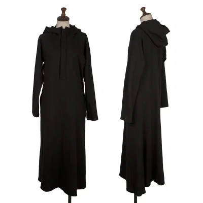 Yohji Yamamoto NOIR Wool Blend Half-zip Hooded Knit Dress