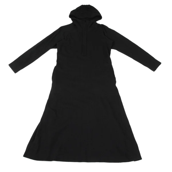 Yohji Yamamoto NOIR Wool Blend Half-zip Hooded Knit Dress K-170341_002