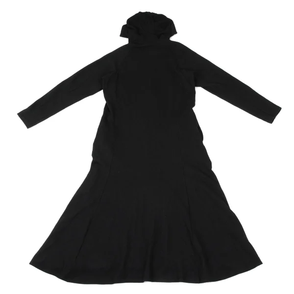 Yohji Yamamoto NOIR Wool Blend Half-zip Hooded Knit Dress K-170341_012
