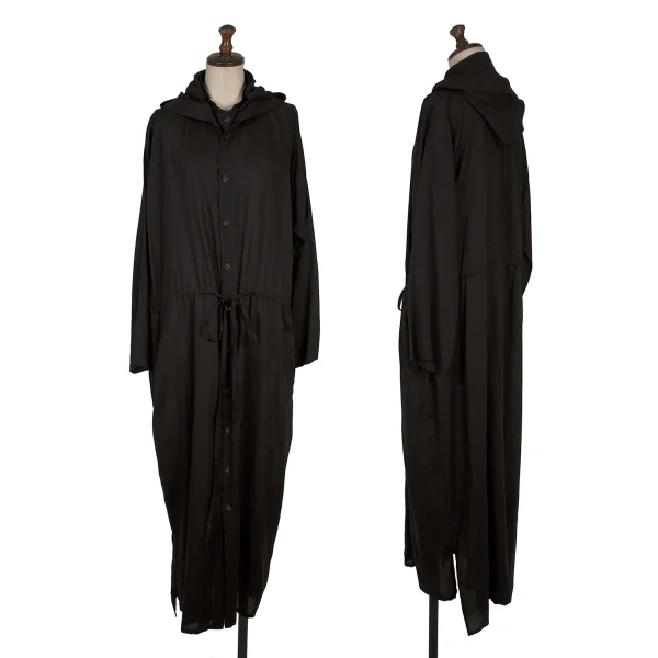 Yohji Yamamoto NOIR Tencel Hooded Shirt Dress Black 2 K-170342_001