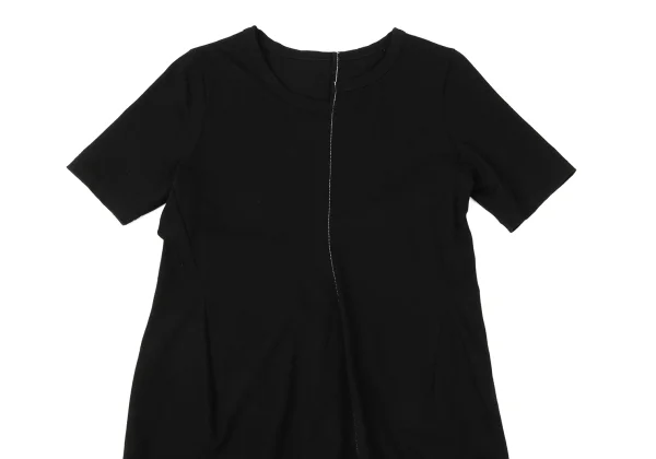 Yohji Yamamoto FEMME White Stitching Switching Asymmetrical T-shirt K-170343_003