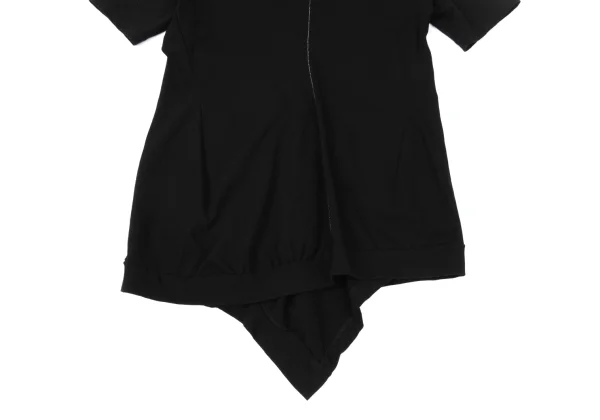 Yohji Yamamoto FEMME White Stitching Switching Asymmetrical T-shirt K-170343_006