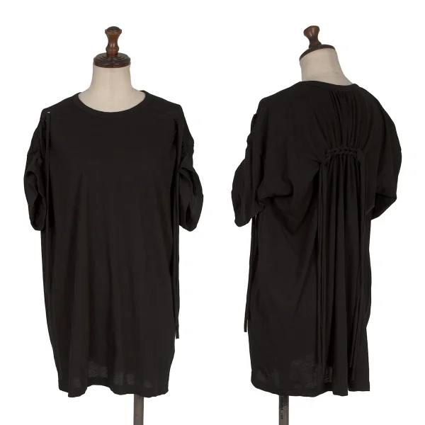 Yohji Yamamoto FEMME Cotton Knot Design T-shirt Black 2 K-170344_001