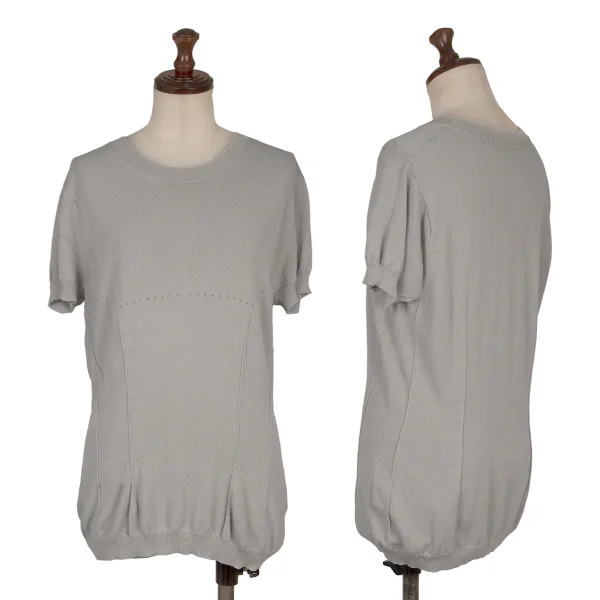 Yohji Yamamoto FEMME Needle Removal Short-sleeved Knit Grey S-M K-170345_001