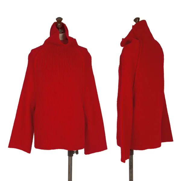 Yohji Yamamoto FEMME Wool Turtleneck Knit Sweater Red 3 K-170349_001