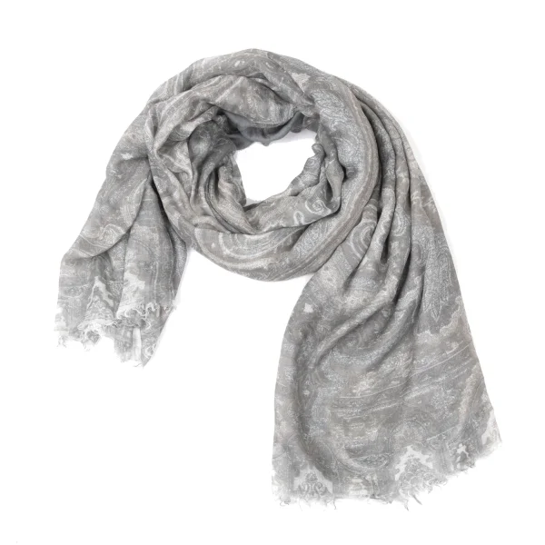 FRANCOFERRARI Paisley Fringe Stole Grey  K-170355_001