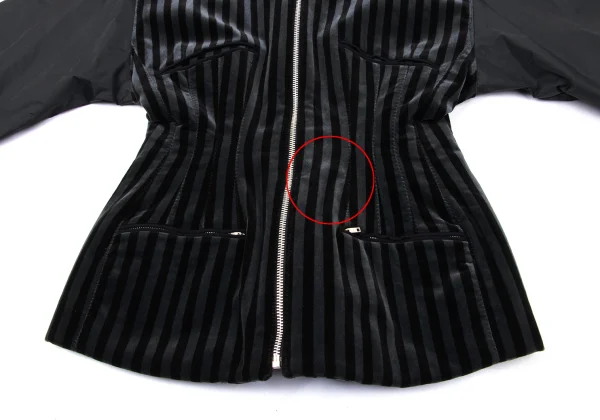 Jean Paul GAULTIER Waist Shaping Dart Hooded Velour Stripe Jacket K-170362_010