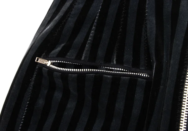 Jean Paul GAULTIER Waist Shaping Dart Hooded Velour Stripe Jacket K-170362_012