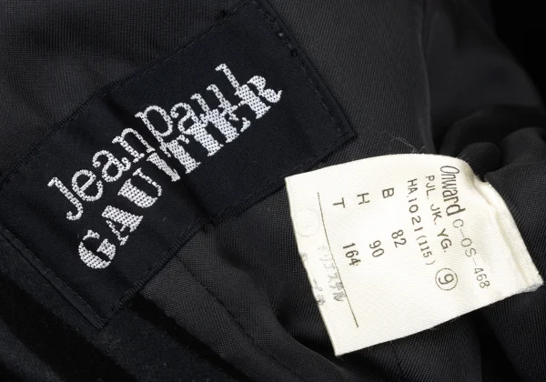 Jean Paul GAULTIER Waist Shaping Dart Hooded Velour Stripe Jacket K-170362_017