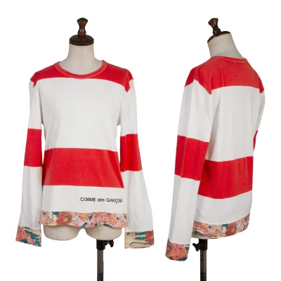 COMME des GARCON Floral Printed Hem Stripe T Shirt
