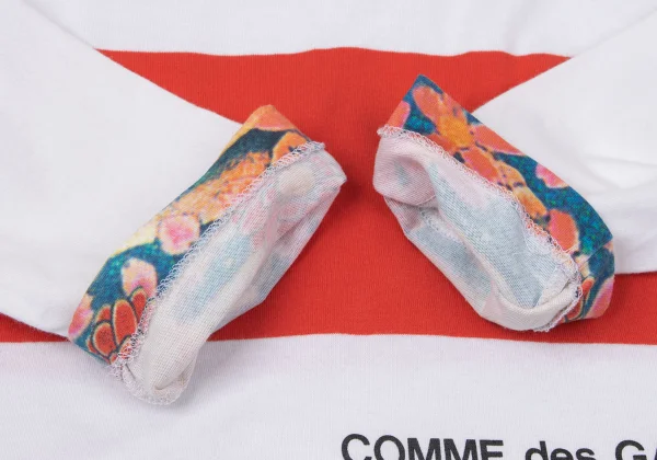 COMME des GARCON Floral Printed Hem Stripe T Shirt K-170364_008