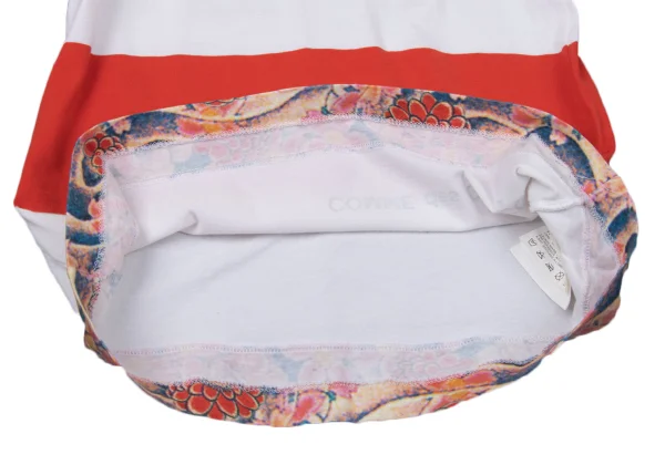 COMME des GARCON Floral Printed Hem Stripe T Shirt K-170364_013