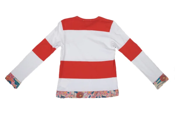 COMME des GARCON Floral Printed Hem Stripe T Shirt K-170364_014