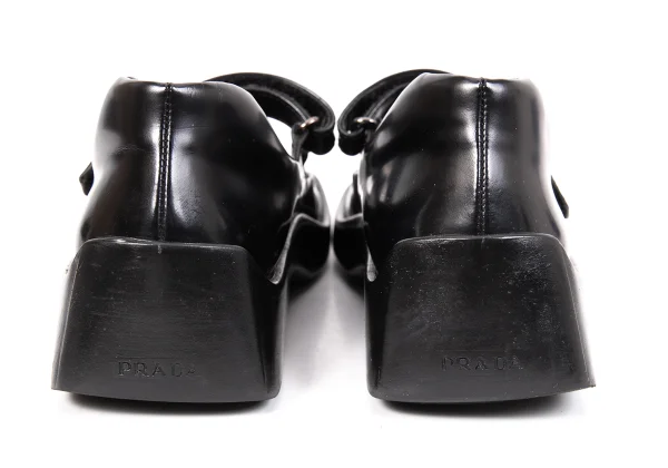 PRADA Square Toe Mary Jane Leather Shoes K-170385_010