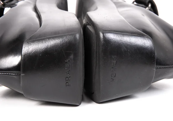 PRADA Square Toe Mary Jane Leather Shoes K-170385_012