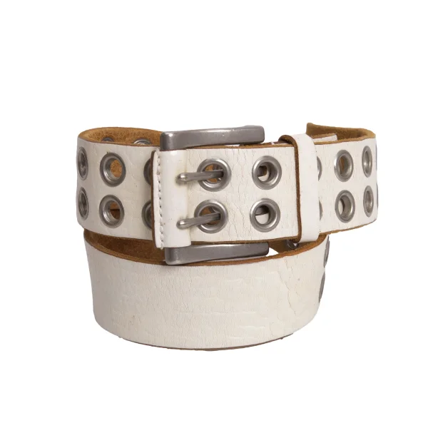Y's Eyelets Leather Belt Ivory  K-170392_001