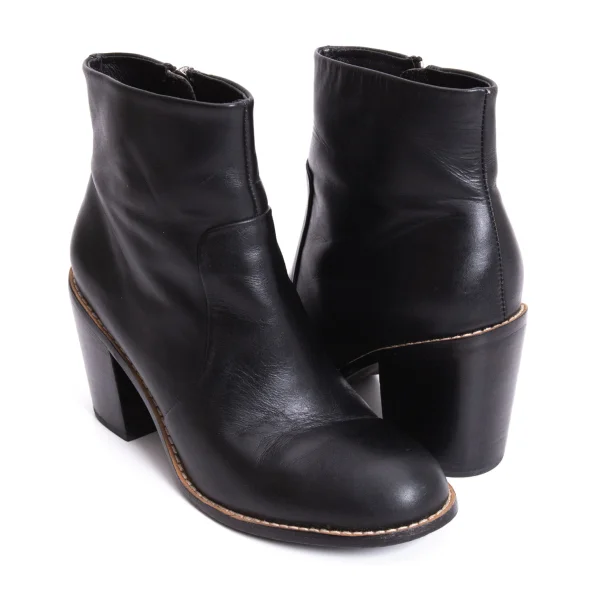 Y's Side Zip Leather Heel Boots Black 4(About US 6) K-170395_001