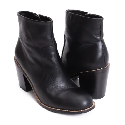 Y's Side Zip Leather Heel Boots
